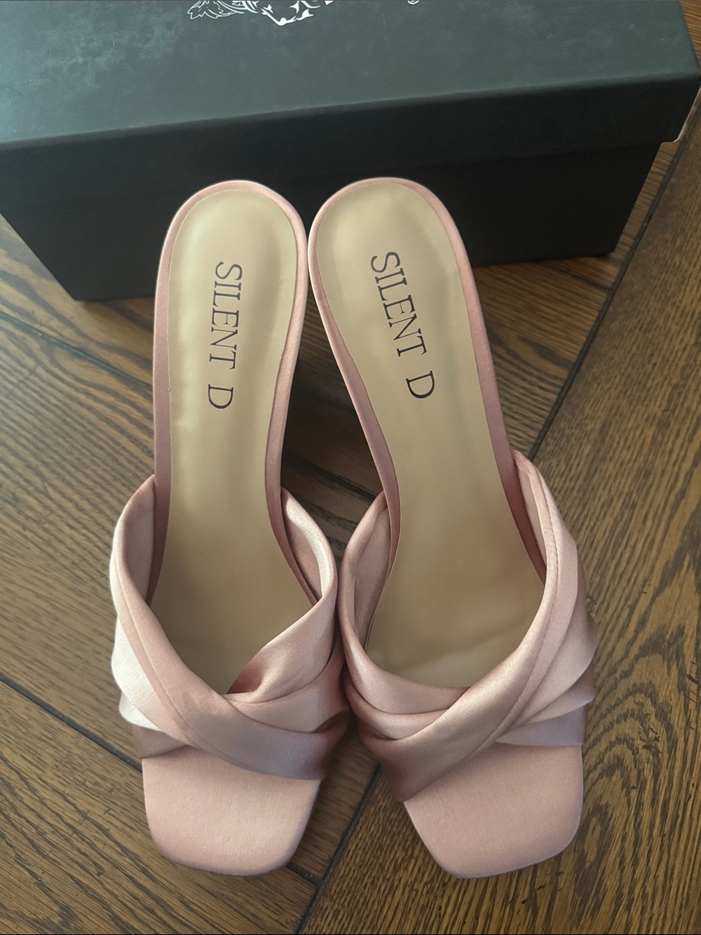 Anthropologie Silent D Satin Pink Twisted Wedge Mule, 9-9.5, New, Beautiful